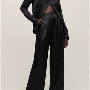 100% silk Willa  Reformation pants black